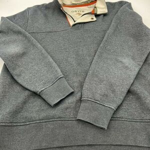 Orvis Gray Cotton 1/4 Zip Long Sleeve Pullover Men’s Large